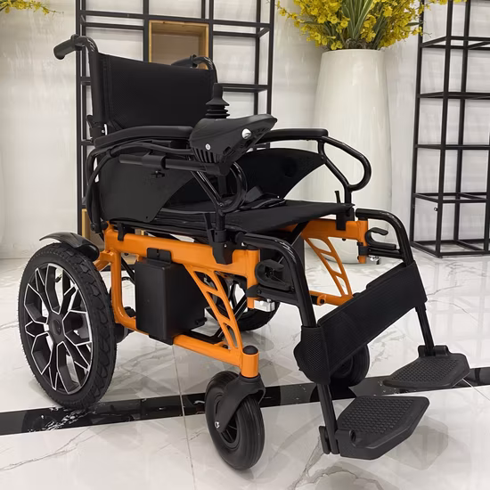 Cadeira de rodas motorizada de alumínio portátil cadeiras elétricas leves destacáveis ​​com roda para idosos